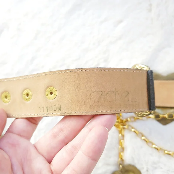RARE Vintage Cache Streets Ahead Mia Heart Chain Leather Croc Belt - Picture 6 of 11